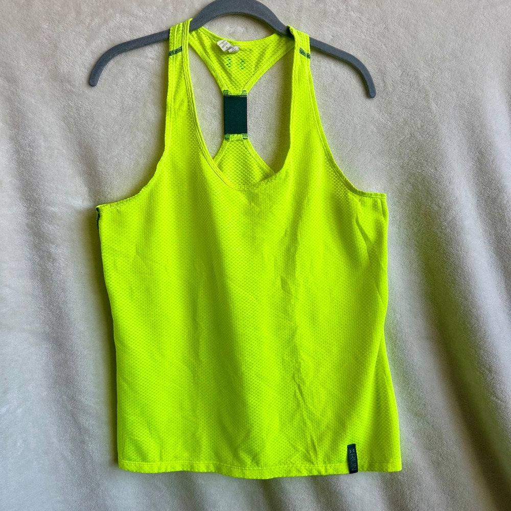 Under Armour Women L HeatGear Fly-By Stretch Mesh Racerback Running Tank Top